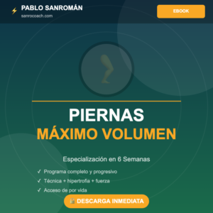 Mockup del ebook Especialización Piernas Más Masa en 6 Semanas